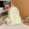 Mochila fresca em tons de rosa pêssego leitoso e branco, mochila estilo ins japonês para meninas, macia, para escola, festas, aulas e passeios, mochila pequena doce