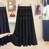 Ropa para mujer talla grande, nueva colección otoño/invierno 2026: Falda de estilo coreano, versátil, de cintura alta, con ribete de encaje, de longitud media, corte A