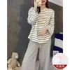 Traje de casa simple de color liso, dulce, holgado, talla grande, con almohadilla en el pecho, de manga larga, nuevo para primavera y otoño