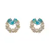 Pendientes Redondos de Perla con Forma de Corazón Azul, Suaves y Versátiles, Estilo Francés, Exquisitos y de Moda, Lujo Ligero, Diseño Simple, Pendientes para Mujer