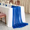 Decoração de Cena de Casamento com Gaze, Mesa de Sobremesas de Casamento, Caminho de Mesa Fluido, Toalha de Mesa Longa, Mesa de Assinaturas para Banquete de Casamento, Decoração com Gaze
