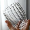 Taza de café, taza de leche, taza de vidrio de doble capa con rayas, taza de té de burbujas transparente, taza de vidrio de borosilicato alto, taza de jugo para el hogar, taza de agua