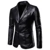 Comercio Exterior Amazon Otoño e Invierno 2024 Nuevo Traje Pequeño de Moda Ajustado para Hombre Chaqueta de Cuero PU con Solapa para Hombre