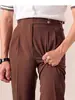 Pantalones de hombre estilo italiano Nápoles con cintura de botón París, Pantalones largos de pierna recta, Pantalones casuales de cintura alta estilo Gurkha británico
