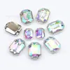 Largo Cuadrado Octogonal Borde Libre de Garra Diamante Cristal Acrílico Cosido a Mano Diamante Sin Gancho Ropa Ropa Vestido de Novia Bolsa Accesorios de Cristal