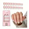 Uñas postizas de alta gama con degradado transfronterizo, parches para uñas color nude simples y elegantes, uñas postizas de forma almendrada de longitud media-larga