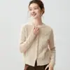 Cardigan de Cachemira Amigable con la Piel con Botones de Perla para Mujer, Tejido de Punto Trenzado, Abrigo Grueso de Suéter 2026 Otoño/Invierno, Prendas de Punto de Cuello Redondo