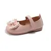 Zapatos de Cuero para Niñas Zapatos de Princesa Suela Suave Primavera Otoño Zapatos de Una Sola Temporada 2024 Nuevo Otoño Invierno Lazo de Perla Zapatos Pequeños de Cuero para Niños
