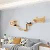 Casa de Gato Luxuosa de Madeira Maciça Montada na Parede, Estrutura de Escalada para Gatos, Plataforma de Salto Montada na Parede, Móveis de Madeira para Gatos na Parede