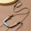 Collar de Cuerda de Algodón Retorcida a Mano Estilo Xizang Cordón Estilo Étnico Amuleto Budista Thangka Accesorio Hecho a Mano de Alta Calidad Cuerda para Colgar
