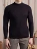 Moda Jacquard Meia-Gola Outono/Inverno 2025 Malha Interna de Lã Tricô Meia-Gola de Manga Longa Camada de Base para Homem