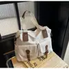 Bolso de hombro de moda casual para el día a día, bolso tipo almohada de lona de gran capacidad con múltiples bolsillos para ir al trabajo
