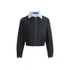 Chaqueta de retazos a rayas estilo retro americano con solapas, imitación de dos piezas, nueva para primavera, corta, holgada, casual, versátil