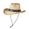 Cinturón Retro de Turquesa de Xizang para Hombres y Mujeres, Sombrero de Vaquero Occidental Plegable con Ala Grande para Sol y Protección Solar de Primavera, Verano y Otoño