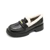 Weiwei Girl 75-103 Mocasines de Suela Gruesa Forrados de Lana para Mujer Zapatos de Algodón Peludos Cálidos de Invierno Zapatos de Piel Pequeños de Una Pierna