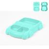 Prato de jantar de silicone para bebê novo de fábrica, conjunto de talheres com ventosa grande, 8 peças, prato de jantar de silicone com tema de carro de desenho animado para crianças