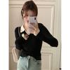 Estilo Novo Outono/Inverno 2026 Chic Francês Único Suéter com Gola Polo com Toque de Luxo, Camada Base Tricotada Top Feminino