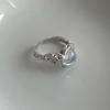 Anillo abierto de piedra lunar de versión ancha para mujer, diseño de nicho, anillo liso, anillo para dedo, anillo ajustable de autodisciplina, marea de alto grado