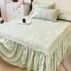 Falda de Cama de Algodón Cepillado Engrosado de Invierno Pieza Única Algodón Grado A Color Sólido Cubierta de Falda de Cama para Ocultar Imperfecciones con Borde de Falda