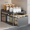 Estante de almacenamiento para debajo del fregadero de la cocina, organizador tipo cajón para encimera, especiero multifuncional, cesta extraíble, estante de gabinete