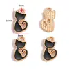 Accesorios para Joyería de Aleación con Goteo de Aceite Hechos a Mano Colgante de Gato Gatito Blanco y Negro Pulsera Collar Pendientes Colgante W478
