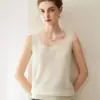 Colete de malha %caxemira pura para outono e inverno, regata feminina de corte justo com gola redonda baixa, suéter interno sem mangas