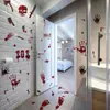 Pegatinas de Pared de Huellas de Manos y Pies Sangrientos de Terror de Halloween, Pegatinas Decorativas de Esqueleto Fantasma Murciélago Salpicaduras de Sangre, Pegatinas de Atmósfera de Casa Embrujada