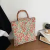 Bolsa de Hombro de Lona Floral de Gran Capacidad 2026 Moderna Fresca Nueva Creativa con Bambú