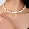 Collar de Perlas de Lujo Ligero Retro Francés de Alta Calidad Cadena para Clavícula de Estilo Simple de Moda Joven Perla de Imitación para Mujeres