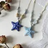 Collar de Cuerda Trenzada Cerámica con Concha de Estrella de Mar para Mujer 2026 Nuevo Estilo de Resort Costero Cadena para Clavícula Accesorio Largo Ajustable