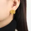 Pendientes de diseño sencillo personalizados, con cuentas redondas geométricas europeas y americanas, con costuras gráficas, chapados en acero de titanio y oro de 18 quilates.