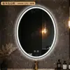 Atacado de Fábrica Espelho de Banheiro Inteligente Oval com Estrutura de Liga de Alumínio LED para Maquiagem Banheiro com Sensor de Luz Espelho à Prova de Explosão