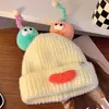 Gorro Tejido Divertido Colorido Nuevo Estilo Otoño e Invierno Lindo Infantil Padre-Hijo Coreano y Japonés Gorro con Pompón Protección Cálida