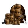 2025 Transfronteiriço Boneco de Pau de Madeira Shan Hai Jing Tungtungtung Mochila Escolar Bolsa de Ombro Estojo de Lápis Conjunto de Três Peças