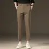 Ropa para Hombre Fengshe / Pantalones Casuales Gruesos Forrados de Polar para Hombre Pantalones de Traje Rectos Ajustados para Hombre