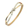 Pulsera de Acero de Titanio Transfronteriza, No se Desvanece, con Lazo y Diamantes para Mujer, Joyería de Muñeca de Lujo Ligero de Moda de Gama Alta
