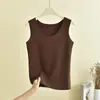Novo Colete Térmico Feminino Outono/Inverno 2026, Forrado com Fleece e Espessado, Top Confortável de Cor Sólida para Camadas