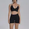 Top esportivo com costas cruzadas e sem bojo, conjunto de roupas de yoga sem costura, conjunto de shorts de secagem rápida e justo para levantar o bumbum, roupas de corrida e fitness de secagem rápida