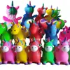 Ventas Directas de Fábrica Caballo de Salto Engrosado Juguete de Jardín de Infancia Caballo de Cuero Unicornio Dibujos Animados Parpadeante Sonido Música Exhibición de Puesto