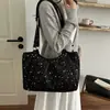 Bolsa Casual de Gran Capacidad para el Día a Día Bolso de un Solo Hombro Bolso de Mano para la Escuela Bolso Tote de Moda Estilo Coreano con Estrellas Lindas