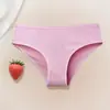 Ropa interior de algodón acanalado transfronteriza para mujer, transpirable, amigable con la piel, calzones para niña