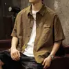 Camisa Retro Americana de Seda Helada de Manga Corta para Hombre en Verano Delgada Moderna Holgada Talla Grande Casual de Secado Rápido Camisa de Media Manga para Hombre