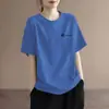 Camiseta de Manga Corta de Comercio Exterior para Mujer 2026 Nuevo Verano Manga Media Holgada Cuello Redondo Estampada Casual Estilo Coreano Top