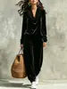 Conjunto de mujer transfronterizo de Amazon otoño/invierno 2026: Top de manga larga con escote drapeado y pantalones de pierna cónica, un conjunto informal de dos piezas para mujeres europeas y americanas
