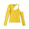 Venta al por mayor de comercio exterior estilo europeo y americano moda primavera 2025 cuello redondo hombros descubiertos suéter jersey top para mujer Z222759