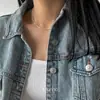 Colar Corrente Fina Quebrada Prateada Não Desbota em Aço Titânio Corrente de Clavícula Corrente Exposta Feminino Empilhado Design de Alto Padrão