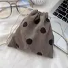 Venta Directa de Fábrica Bolsa de Almacenamiento de Pana Retro con Lunares Solapa de Cierre de Cordón Bolsillo Pantalones Pequeña Portátil para Guardar Varios Billetera para Monedas