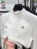 Camiseta Térmica de Capa Base para Hombre con Cuello Semi-Alto, Engrosada para Otoño e Invierno, Sudadera de Felpa por Ambos Lados, Camiseta de Manga Larga de Color Sólido
