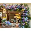 Jardín de Monet Popular Check-In Paisajismo Cascada de Flores Artificiales Arreglo Tienda Check-In Ventana de Flores Artificiales Decoración