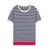Z Estilo Europeu e Americano Transfronteiriço 2026 Nova Moda Elegante Amazon Atacado Roupas Femininas Blusa de Tricô Listrada 3519102